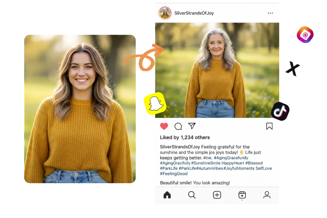 Share Your AI-Aged Photos on Social Media