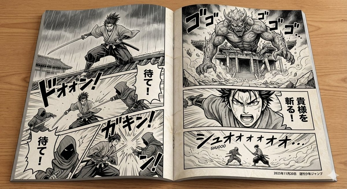 Authentic Black-and-White Manga Spread
