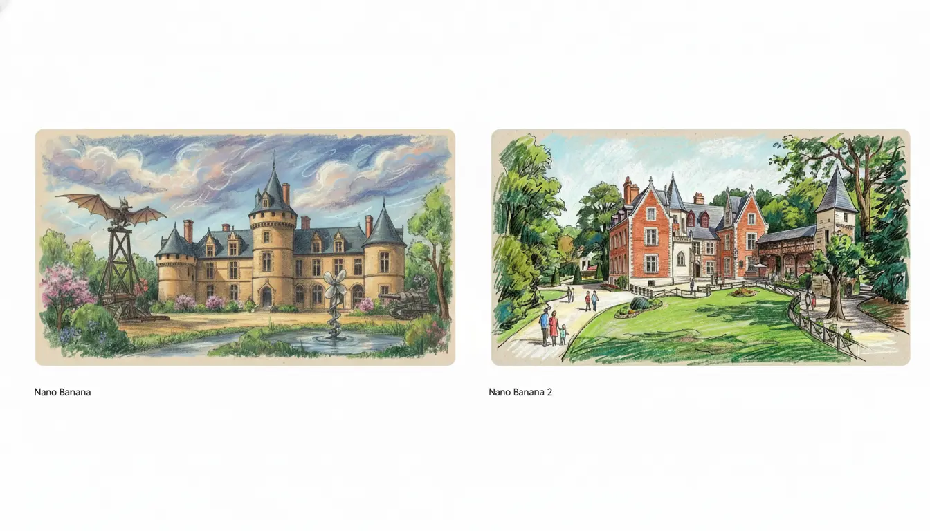 Nano Banana 2 vs Nano Banana in Hand-Drawn and Watercolor Scenes