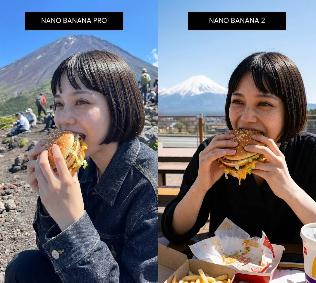 纳米香蕉2 vs 纳米香蕉Pro — 速度 vs 极致保真度